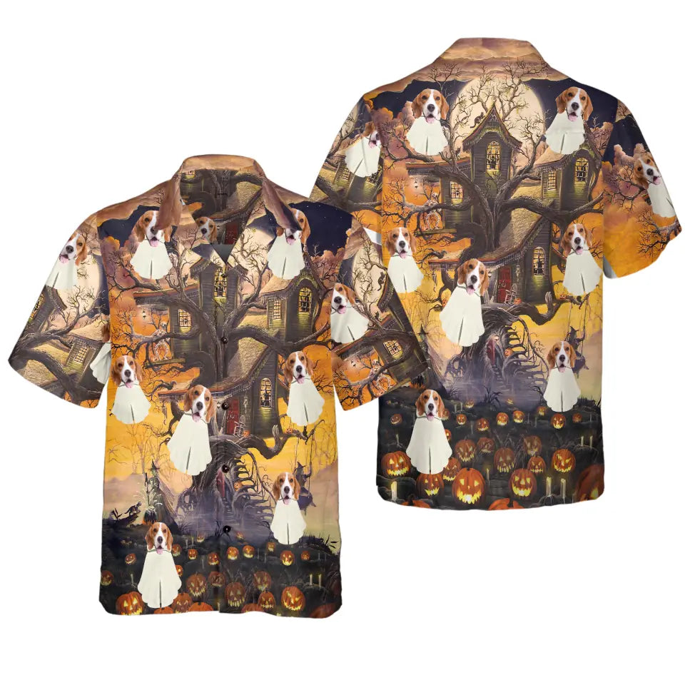 Halloween Ghost Pet Photo - Personalized  Hawaiian Shirt, Gift For Dog  Lover