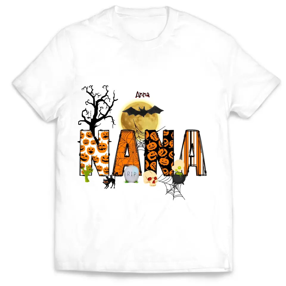 Halloween Doodle Alphabet Nana - Personalized T-shirt, Gift For Halloween