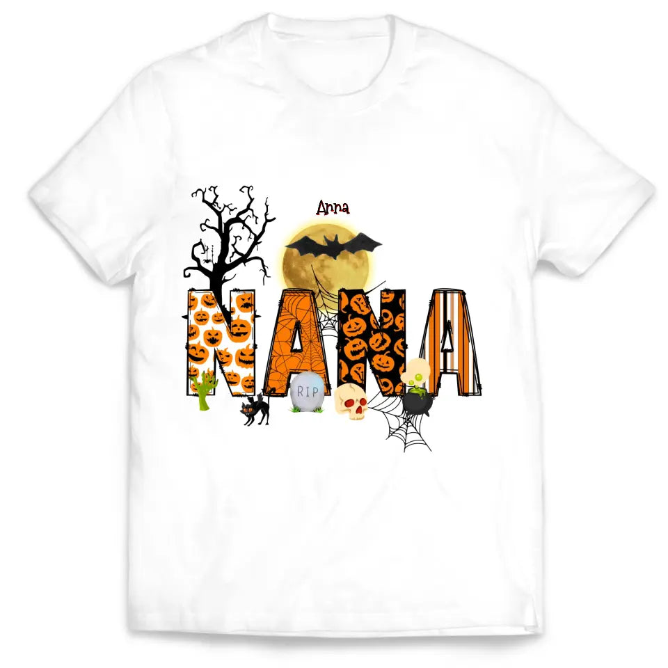 Halloween Doodle Alphabet Nana - Personalized T-shirt, Gift For Halloween