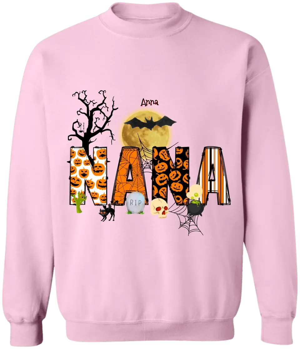 Halloween Doodle Alphabet Nana - Personalized T-shirt, Gift For Halloween