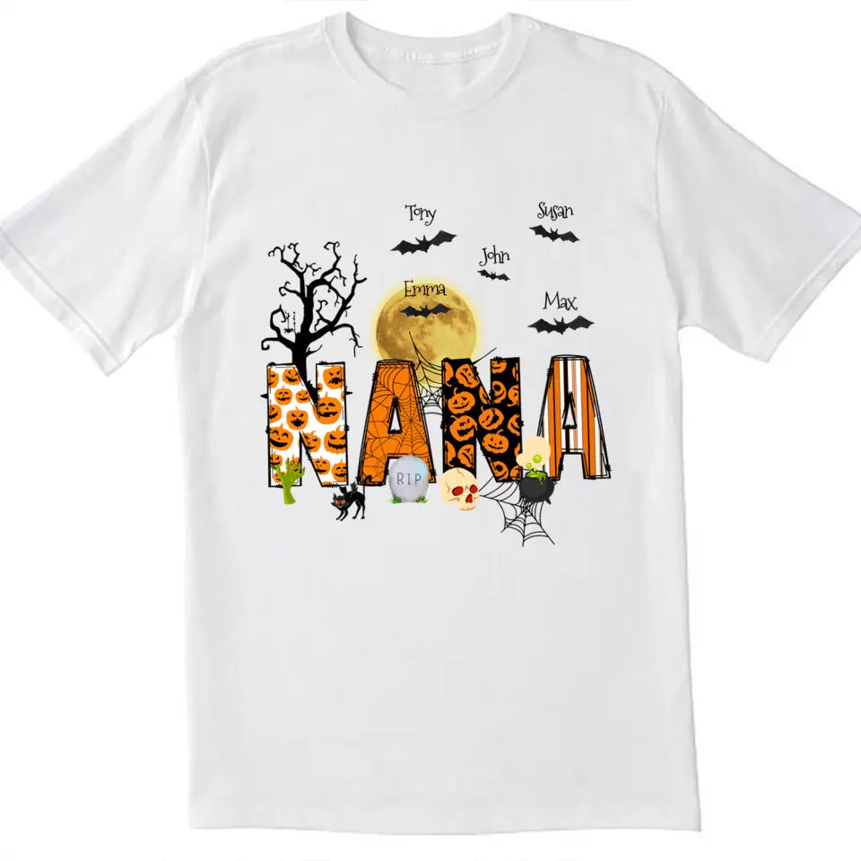 Halloween Doodle Alphabet Nana - Personalized T-shirt, Gift For Halloween