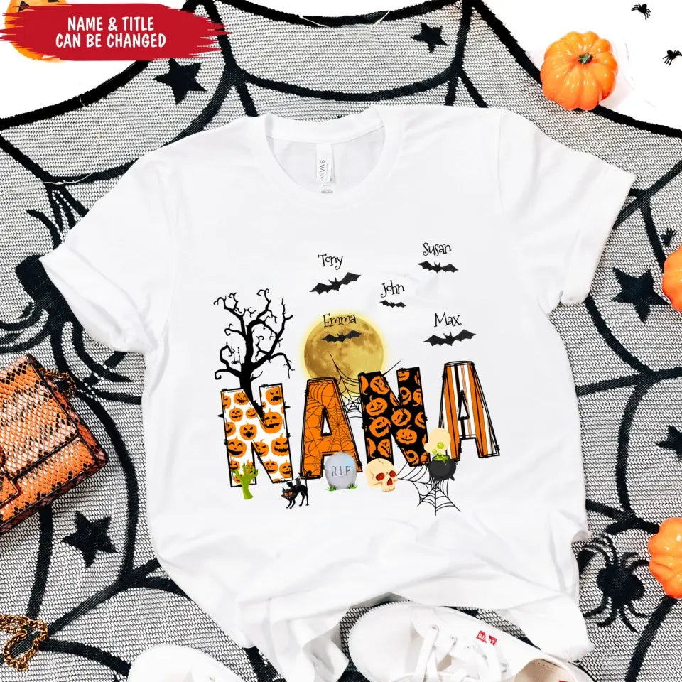 Halloween Doodle Alphabet Nana - Personalized T-shirt, Gift For Halloween