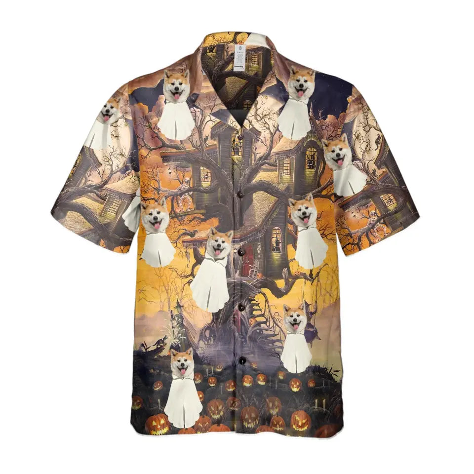 Halloween Ghost Pet Photo - Personalized  Hawaiian Shirt, Gift For Dog  Lover