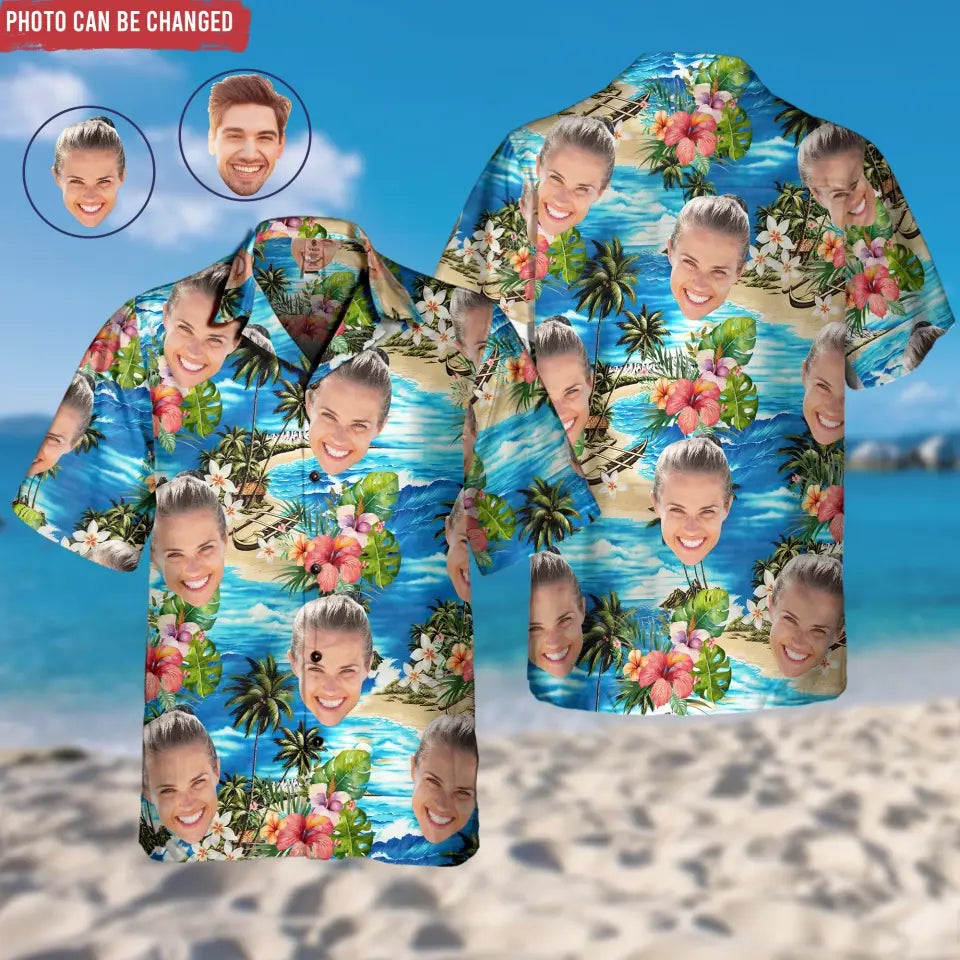 Tropical Flower Beach Custom Photo - Personalized Hawaiian Shirt
