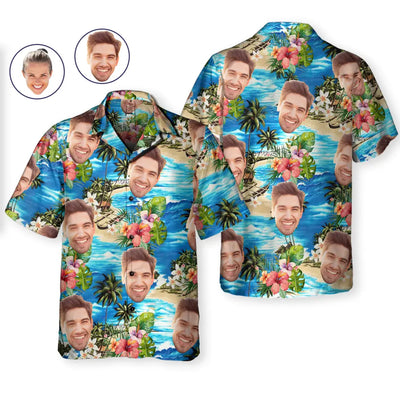 Tropical Flower Beach Custom Photo - Personalized Hawaiian Shirt