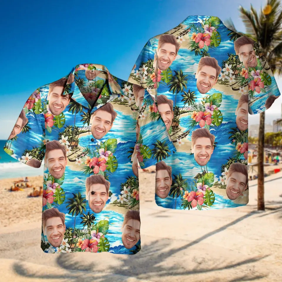 Tropical Flower Beach Custom Photo - Personalized Hawaiian Shirt