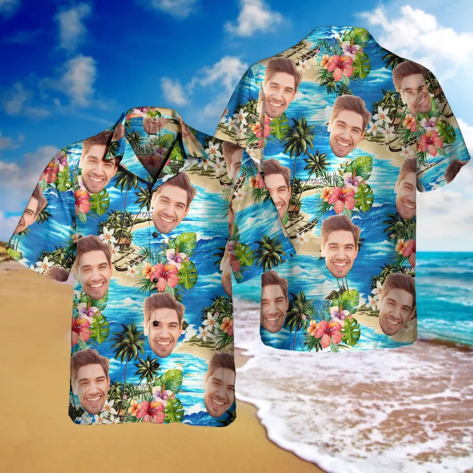 Tropical Flower Beach Custom Photo - Personalized Hawaiian Shirt