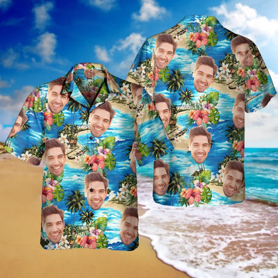 Tropical Flower Beach Custom Photo - Personalized Hawaiian Shirt