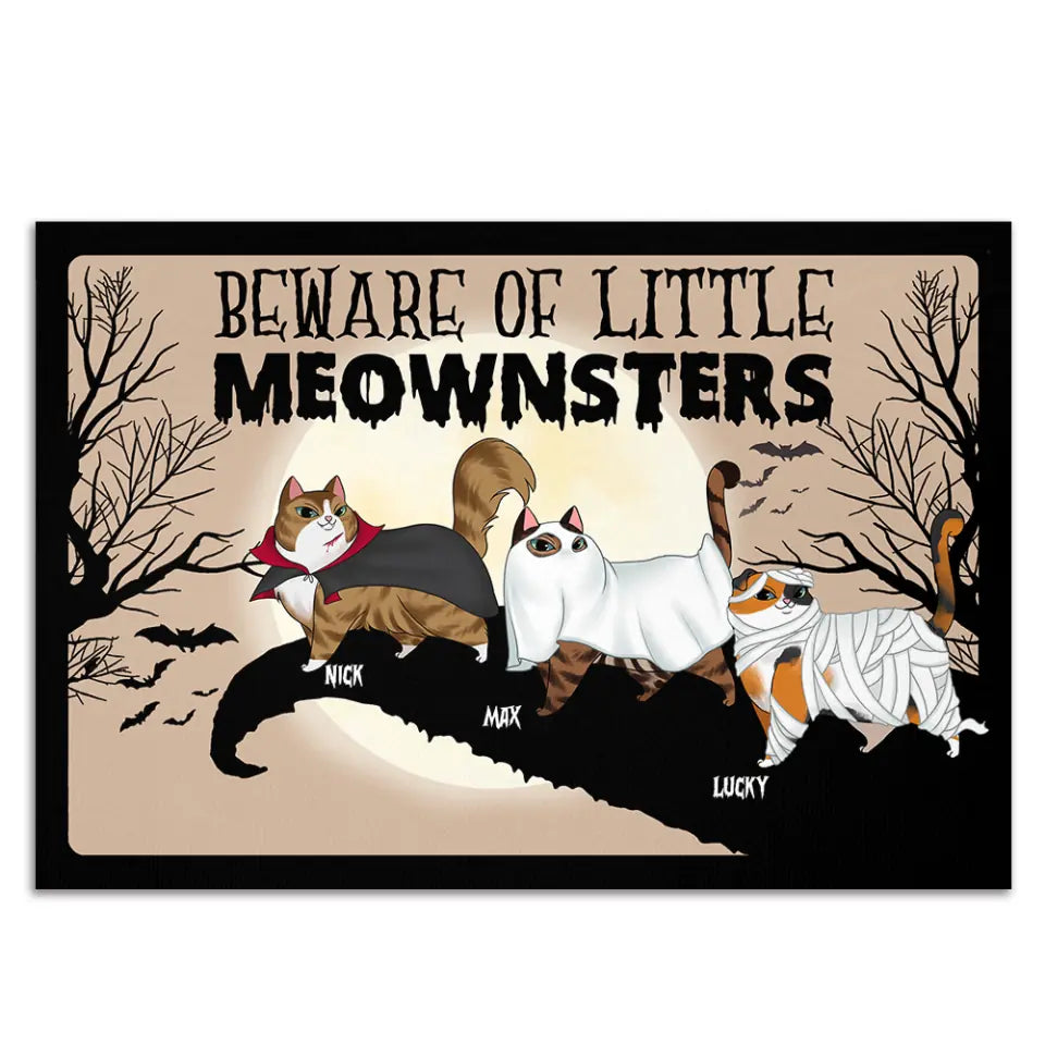 Beware Of Little Meownsters - Personalized Doormat, Gift For Halloween