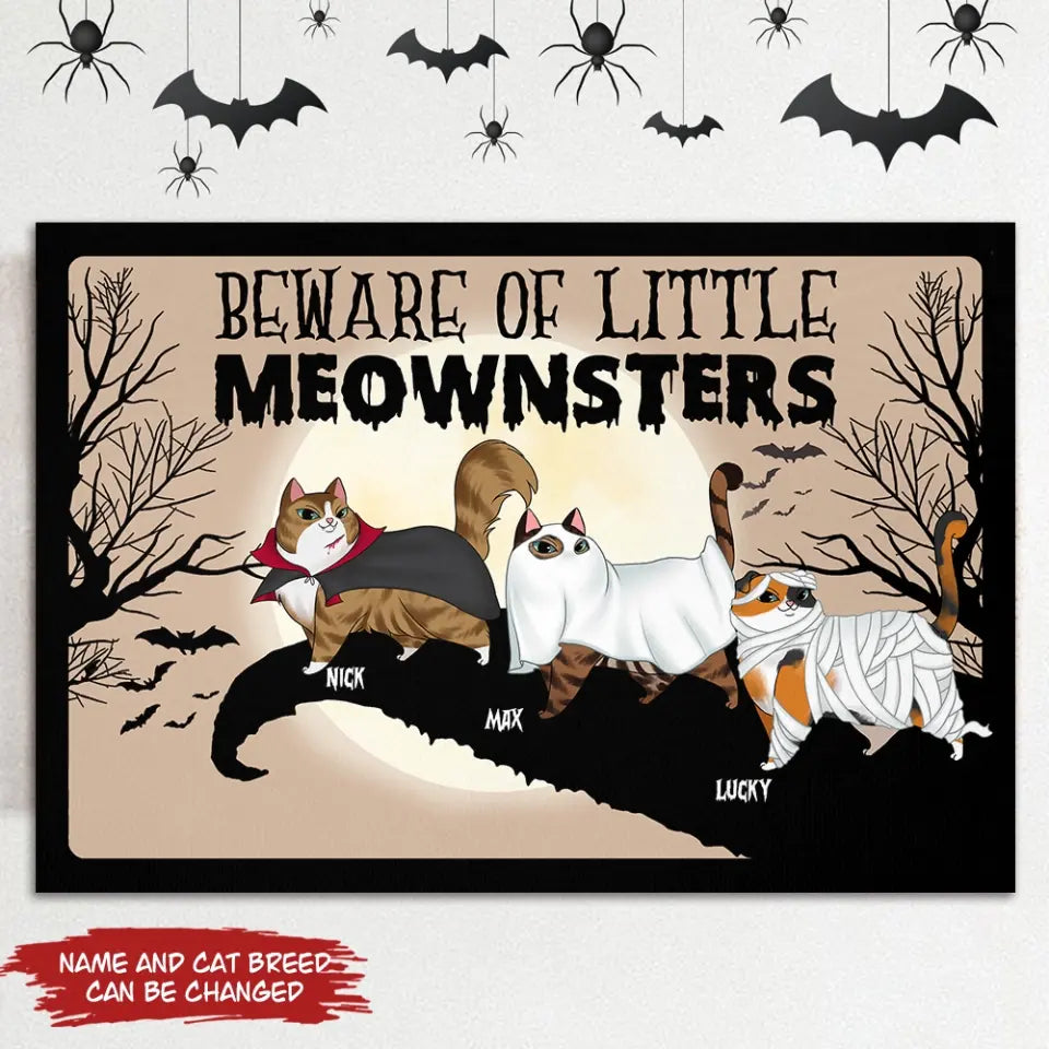 Beware Of Little Meownsters - Personalized Doormat, Gift For Halloween