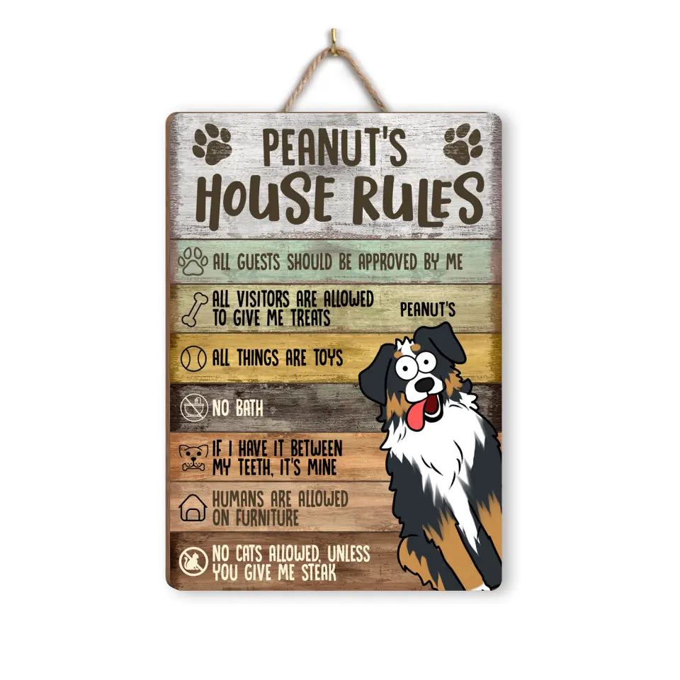 Dog's House Rules - Personalized Wood Sign, Funny Sign, Gift For Dog Lovers