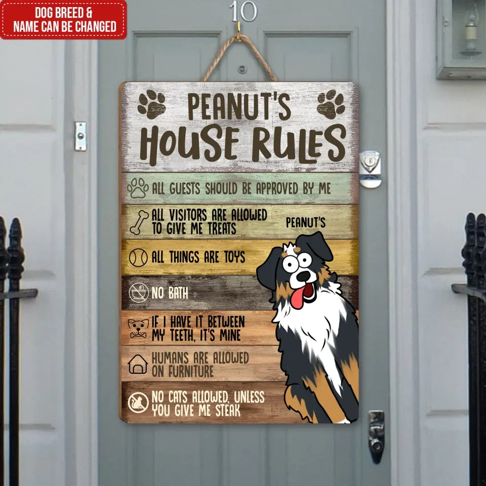 Dog's House Rules - Personalized Wood Sign, Funny Sign, Gift For Dog Lovers