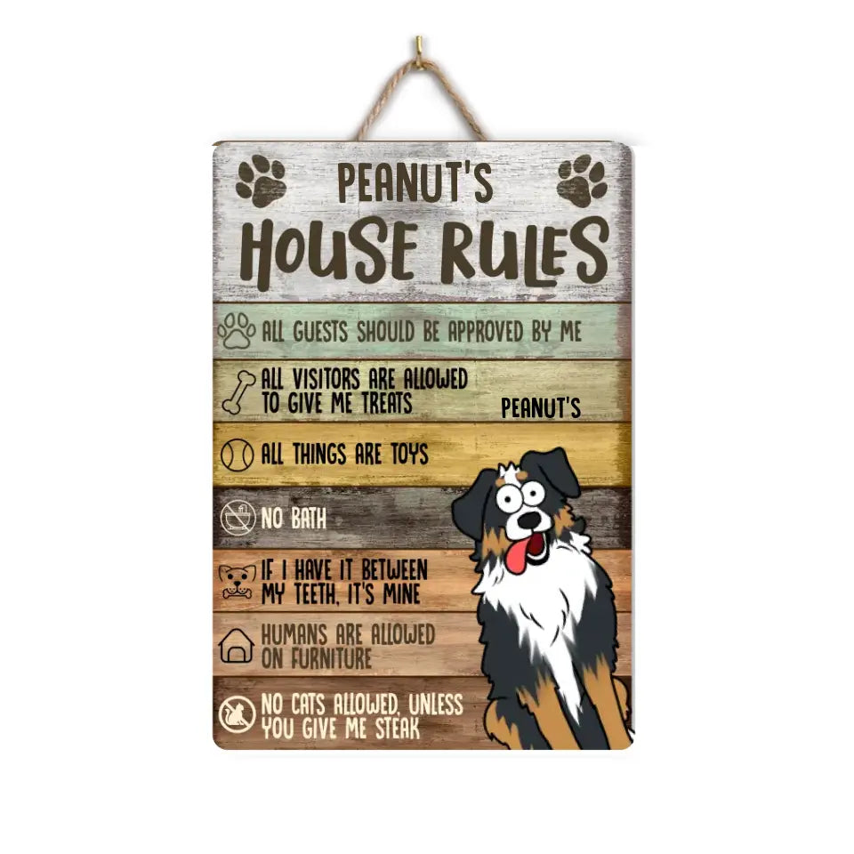 Dog's House Rules - Personalized Wood Sign, Funny Sign, Gift For Dog Lovers