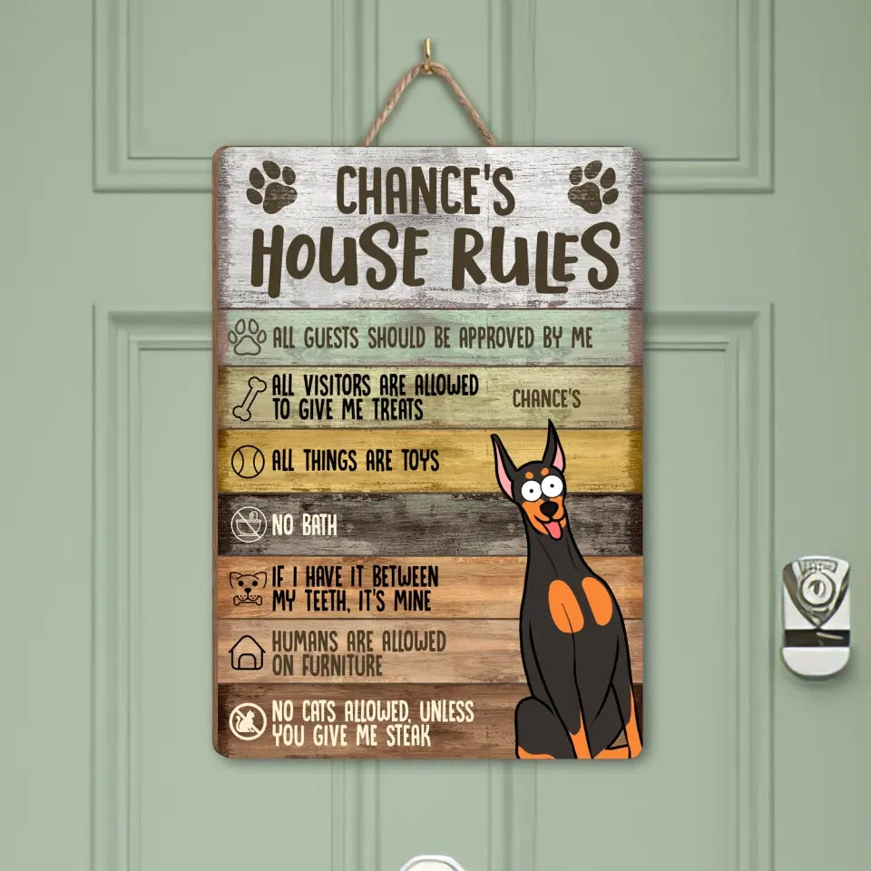 Dog's House Rules - Personalized Wood Sign, Funny Sign, Gift For Dog Lovers