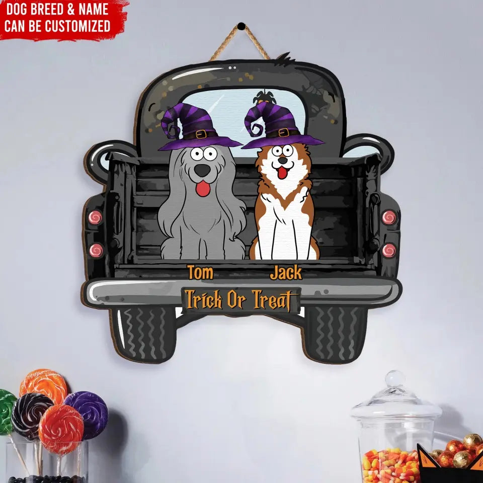 Trick Or Treat - Personalized Sign , Gift Wood Sign, Gift For Halloween