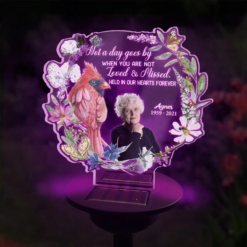 Not A Day Goes By When You Are Not Loved And Missed - Personalized Solar Light, Remembrance Gift