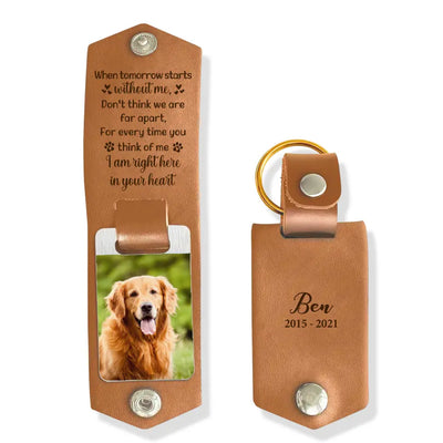 When Tomorrow Stars Without Me - Personalized Leather Keychain, Pet Loss Gift