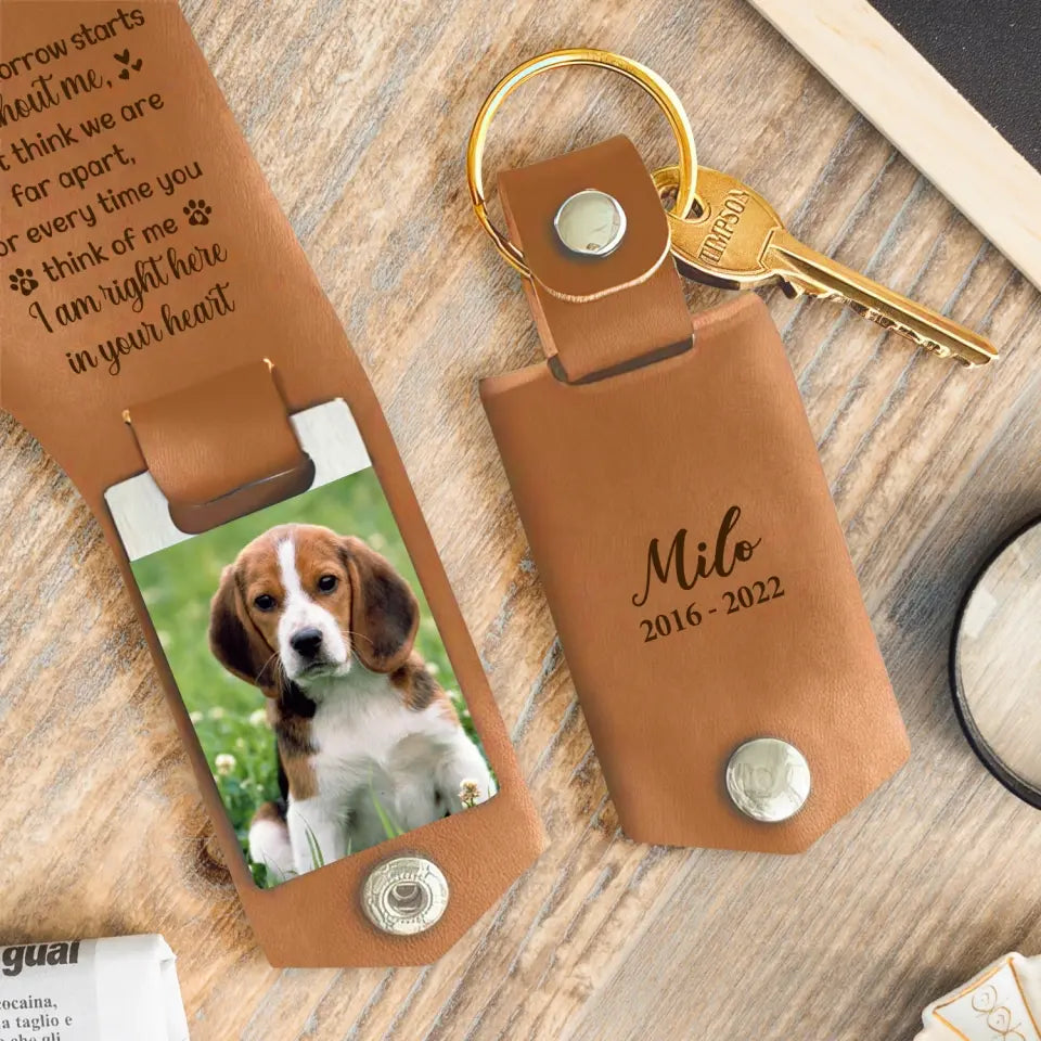 When Tomorrow Stars Without Me - Personalized Leather Keychain, Pet Loss Gift