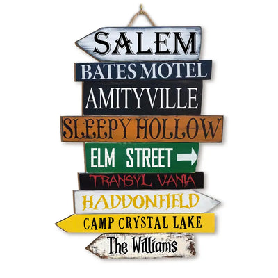 Halloween Directional Sign - Personalized Wood Sign, Gift For Halloween