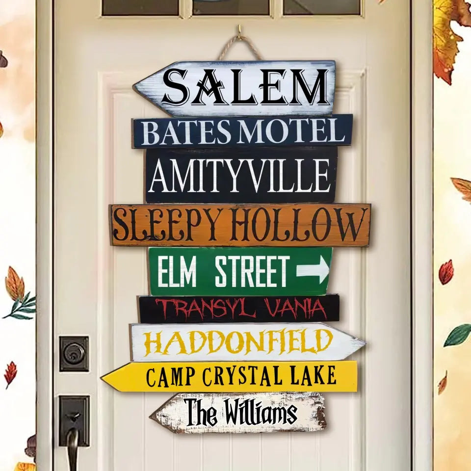 Halloween Directional Sign - Personalized Wood Sign, Gift For Halloween