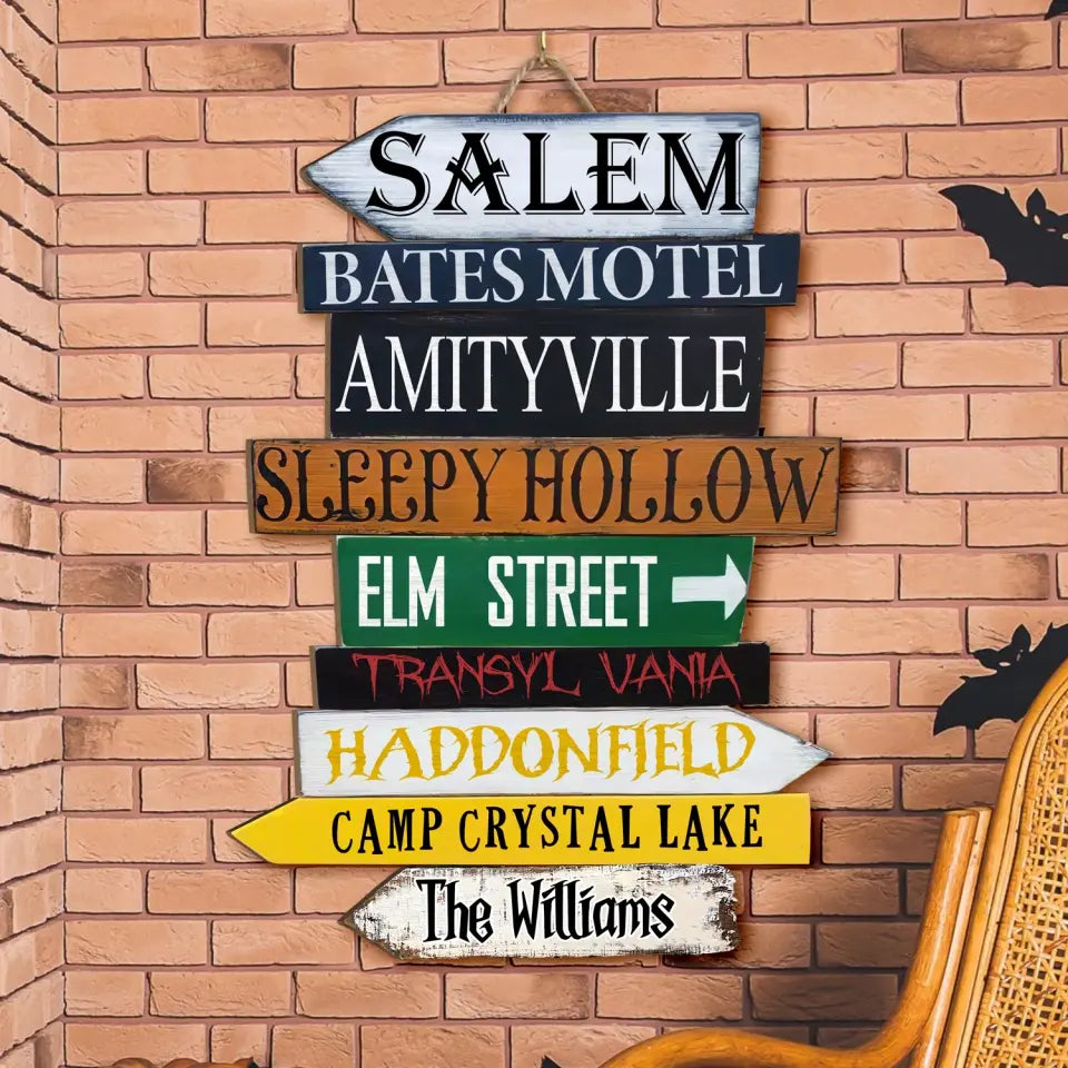 Halloween Directional Sign - Personalized Wood Sign, Gift For Halloween