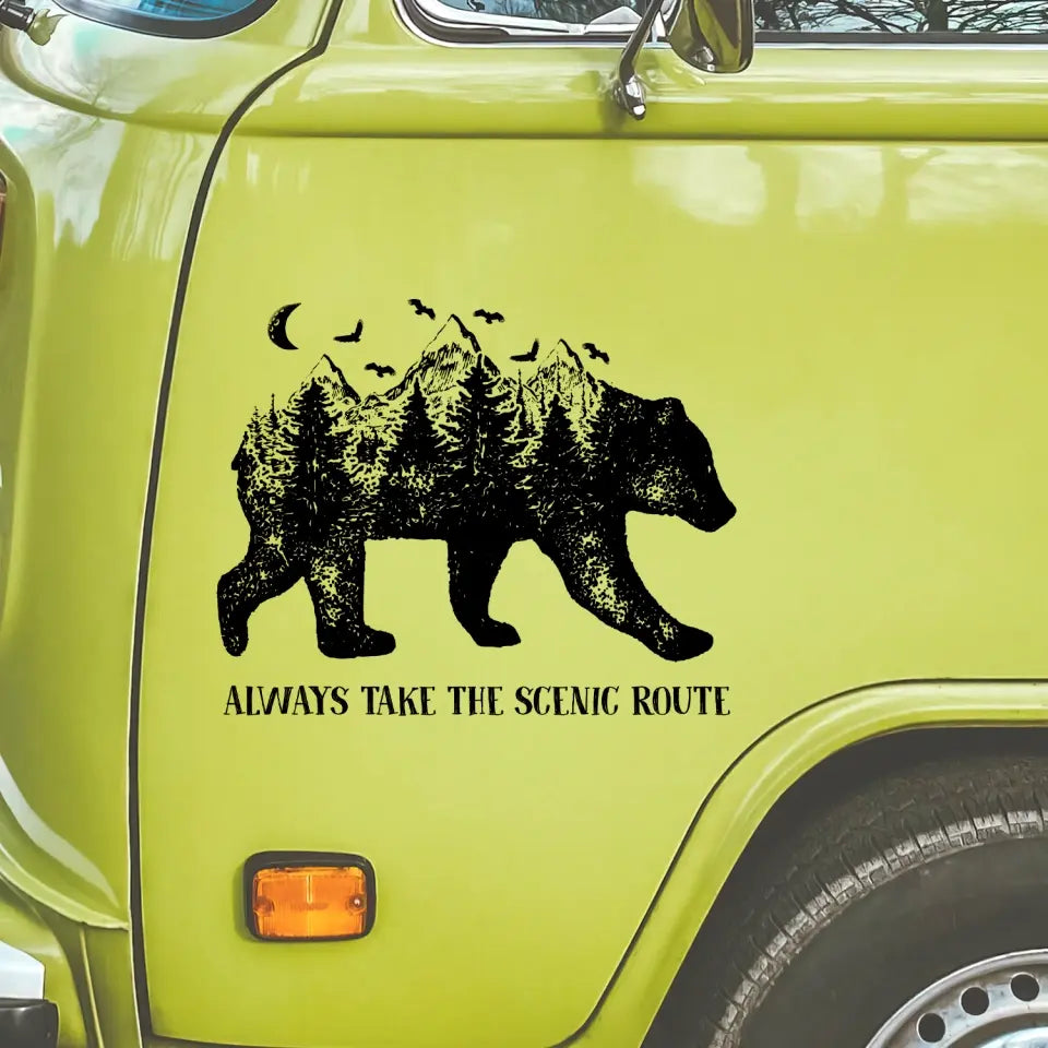 Always Take The Scenic Route - Personalized Decal, Camping Gift For Camping Lovers