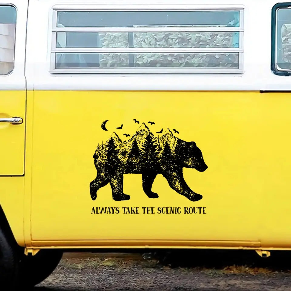 Always Take The Scenic Route - Personalized Decal, Camping Gift For Camping Lovers