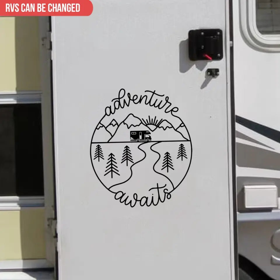 Adventure Awaits - Personalized Decal, Camping Gift