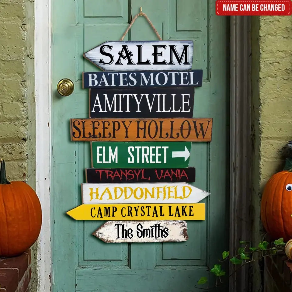 Halloween Directional Sign - Personalized Wood Sign, Gift For Halloween