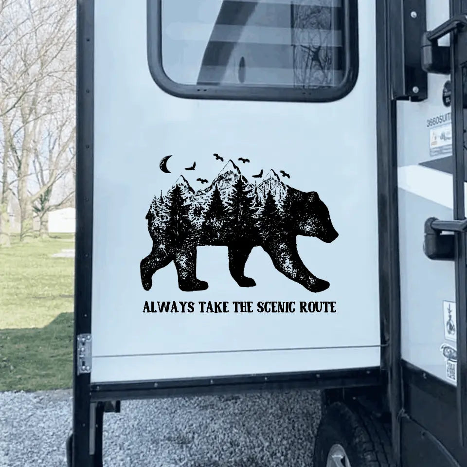 Always Take The Scenic Route - Personalized Decal, Camping Gift For Camping Lovers