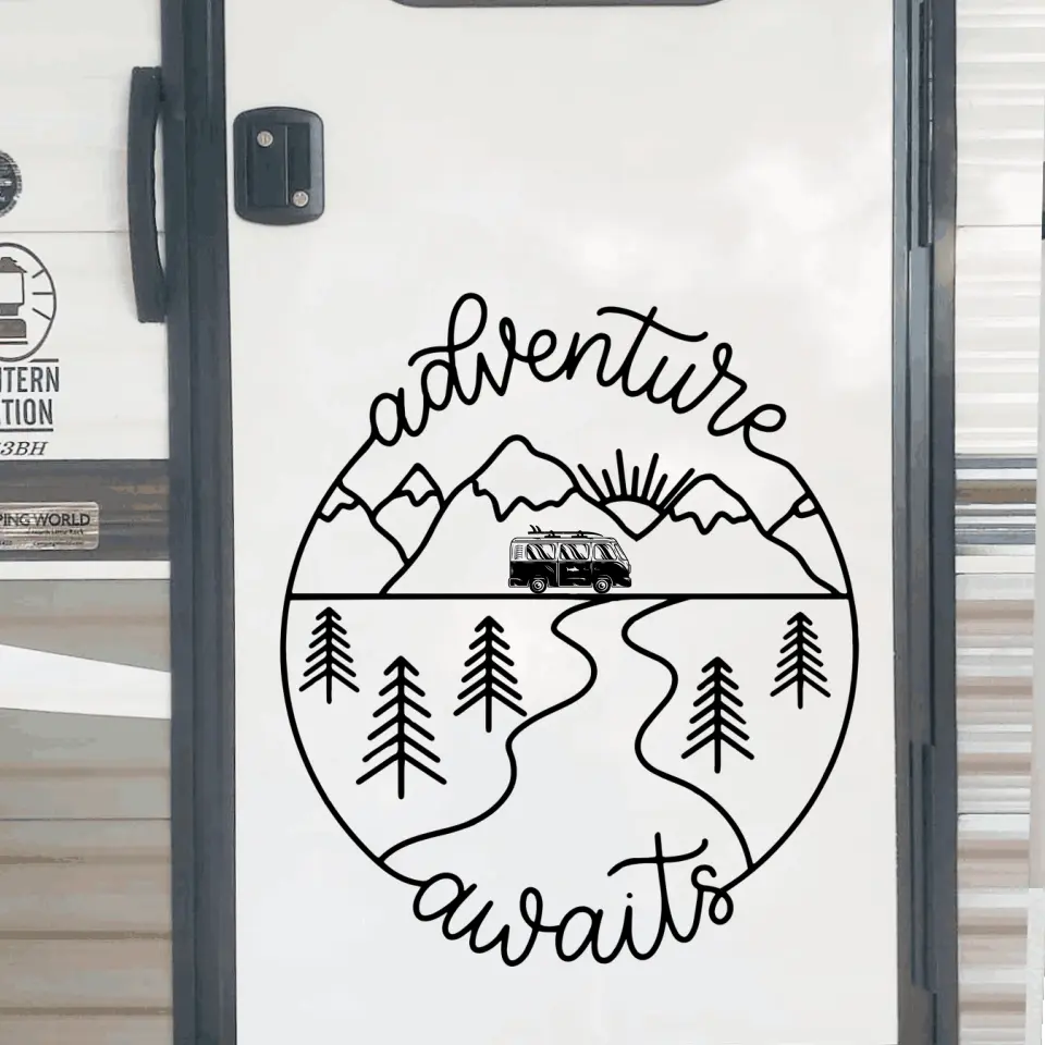 Adventure Awaits - Personalized Decal, Camping Gift