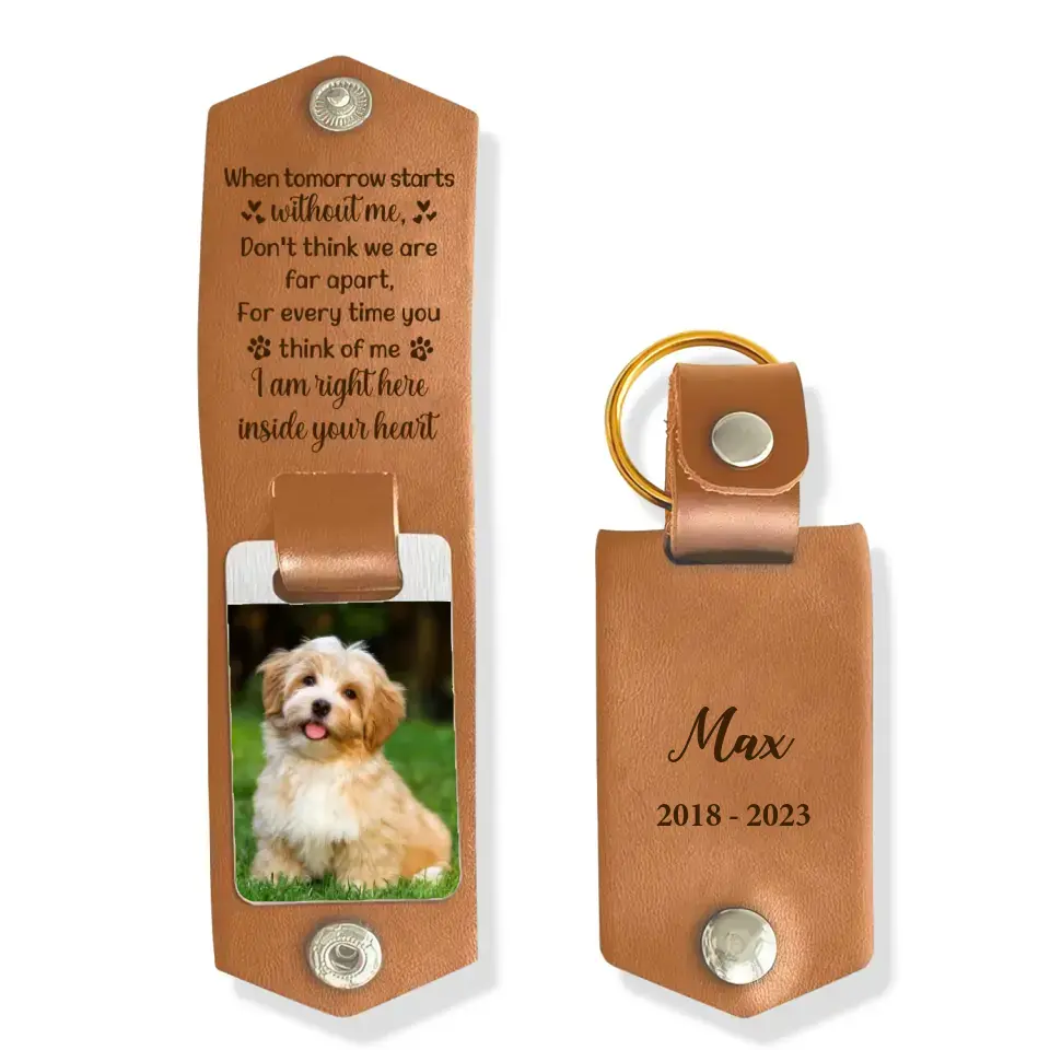 When Tomorrow Stars Without Me - Personalized Leather Keychain, Pet Loss Gift