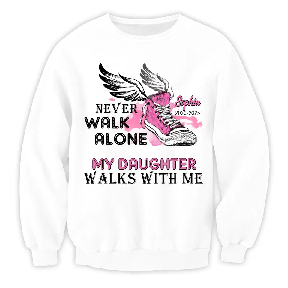 Never Walk Alone My Son Walks With Me - Personalized T-Shirt, Memorial T-Shirt