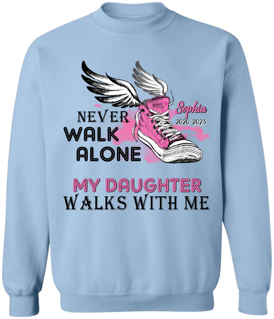 Never Walk Alone My Son Walks With Me - Personalized T-Shirt, Memorial T-Shirt