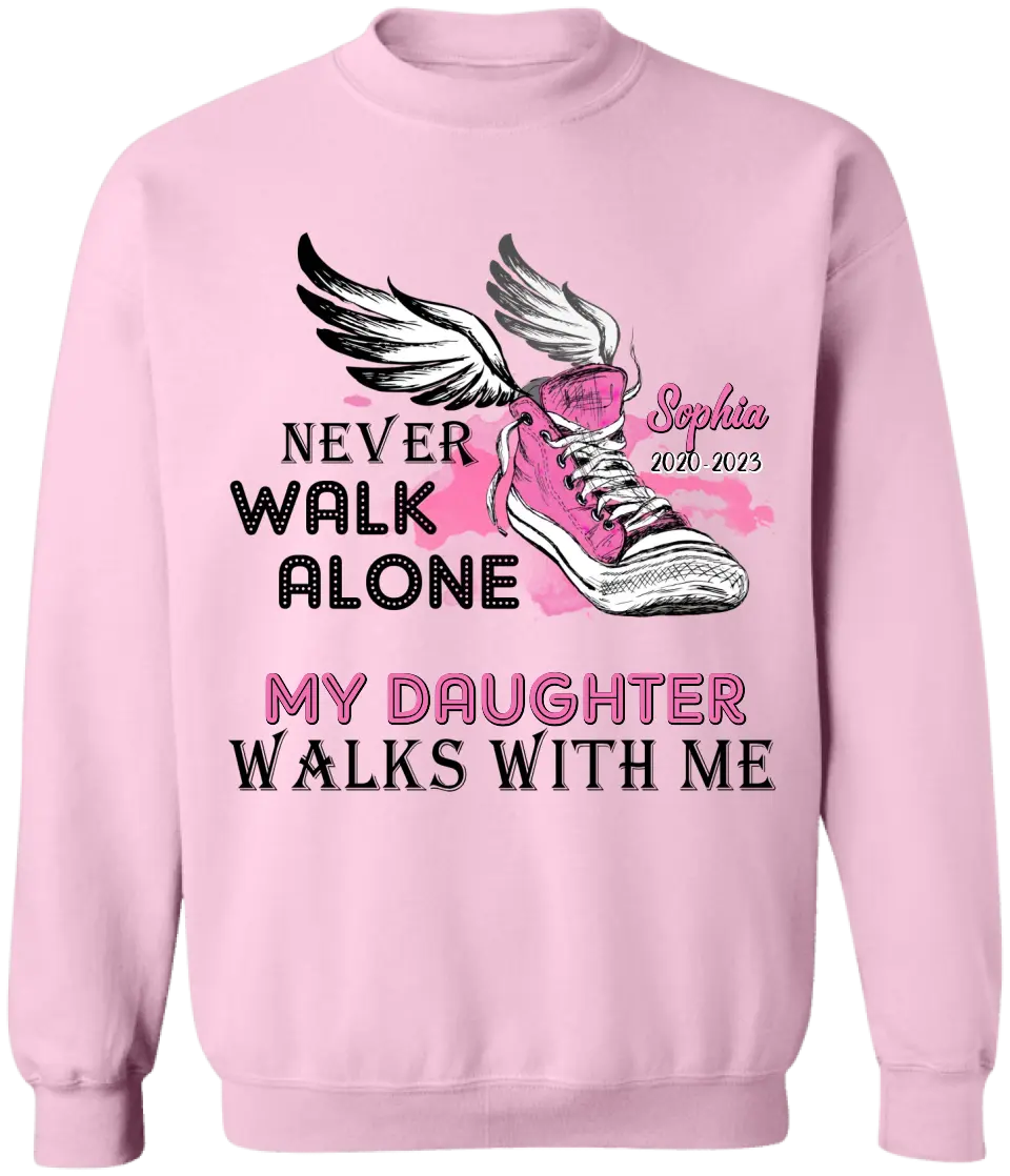 Never Walk Alone My Son Walks With Me - Personalized T-Shirt, Memorial T-Shirt
