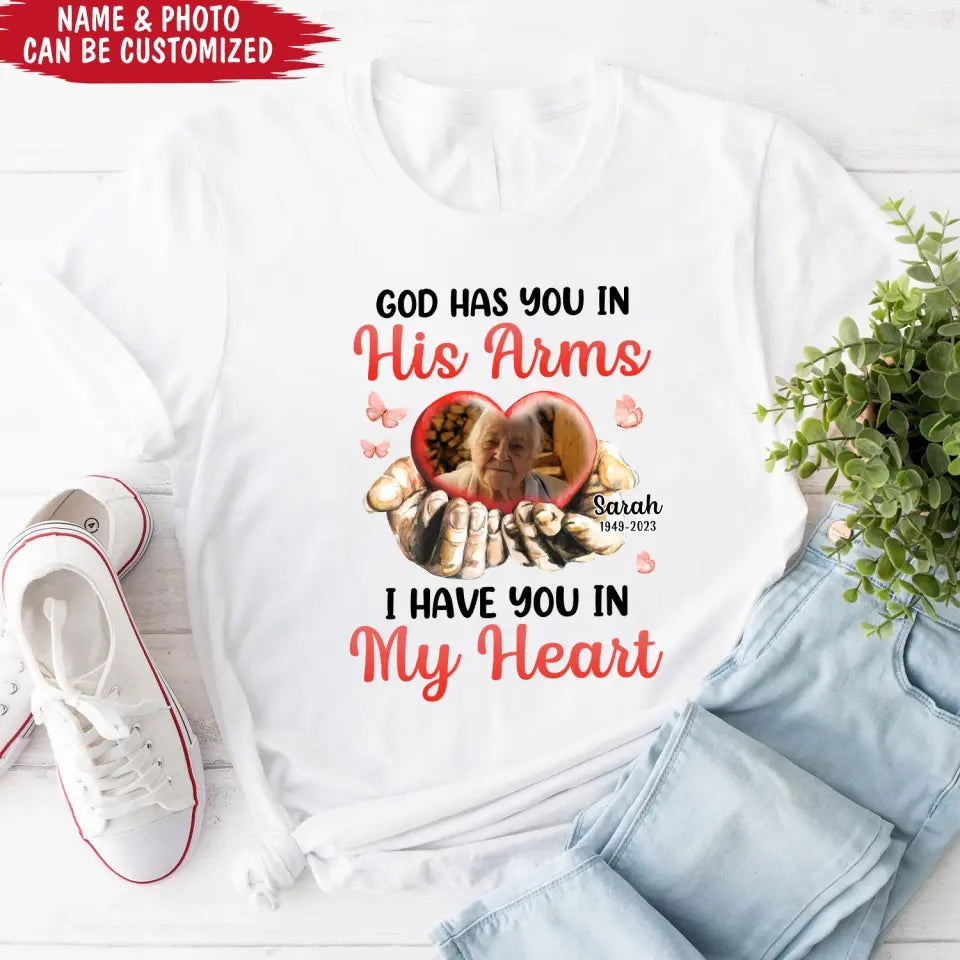 God Has You In His Arms - Personalized T-Shirt, Memorial T-Shirt