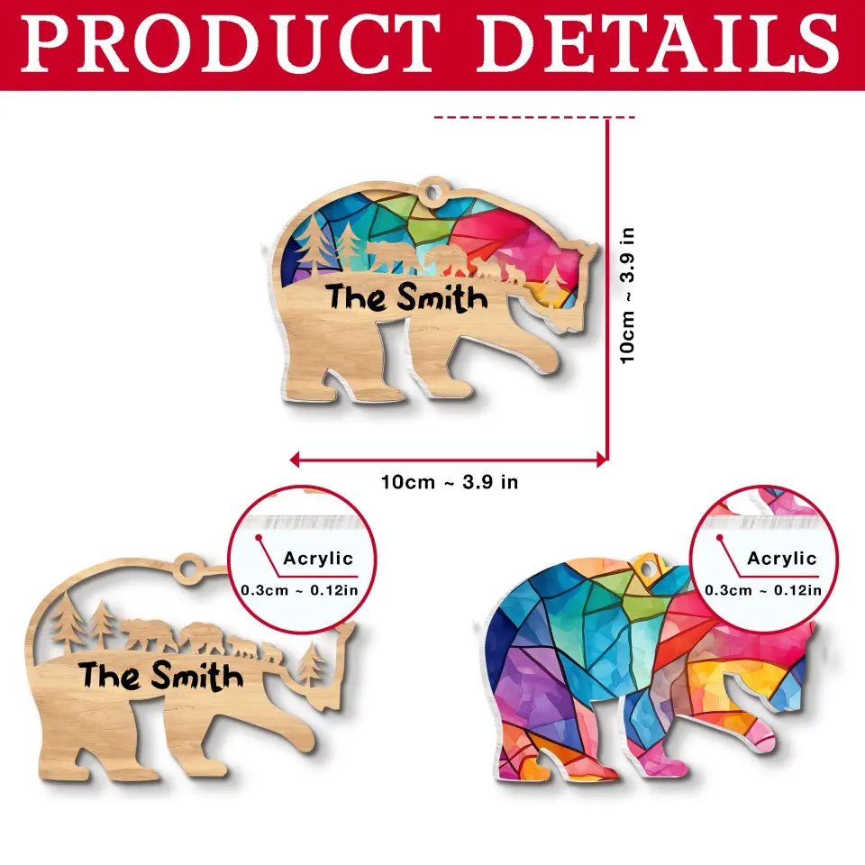 Bear Family - Personalized Suncatcher Ornament