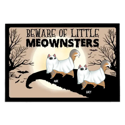 Beware Of Little Meownsters - Personalized Doormat, Gift For Halloween