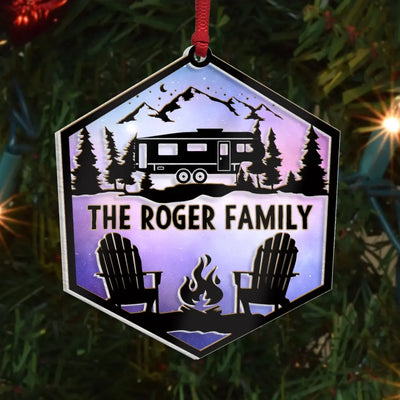Mountain Suncatcher - Personalized Suncatcher Ornament, Gift For Camping Lover