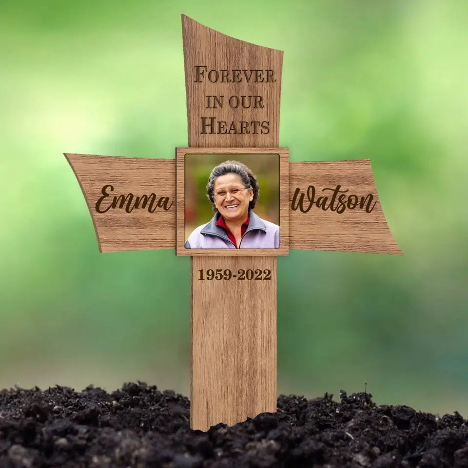 Forever In Our Hearts - Personalized Plaque Stake, Memorial Gift