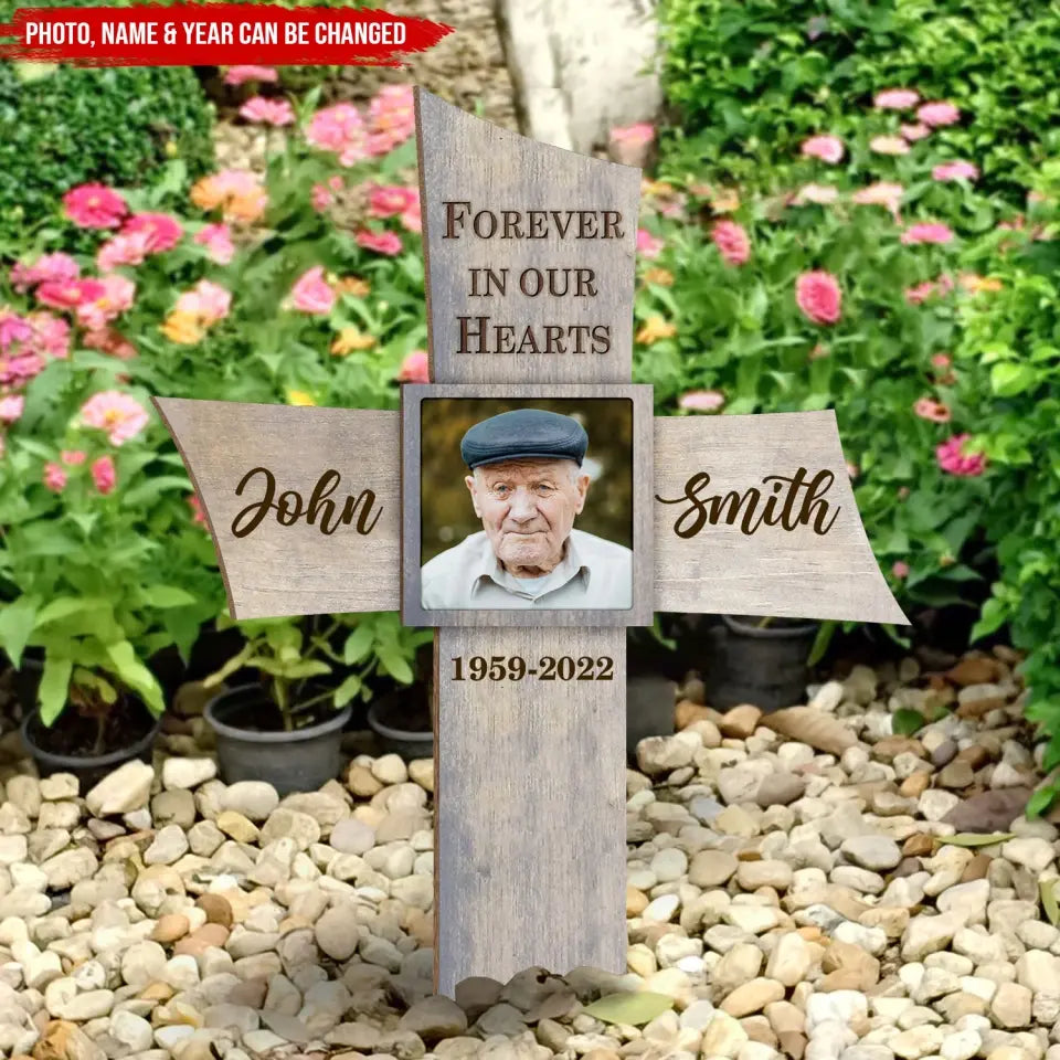 Forever In Our Hearts - Personalized Plaque Stake, Memorial Gift