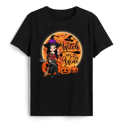 Witch Way To The Wine - Personalized T-Shirt, Halloween Gift Ideas