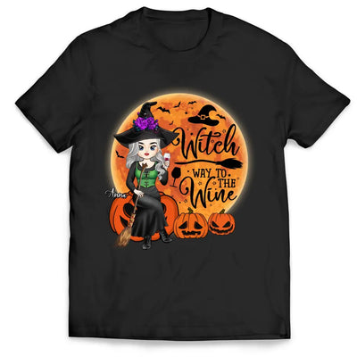 Witch Way To The Wine - Personalized T-Shirt, Halloween Gift Ideas