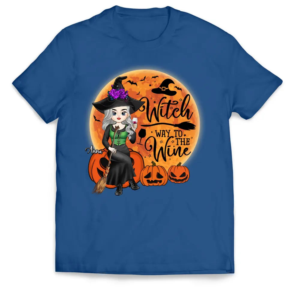 Witch Way To The Wine - Personalized T-Shirt, Halloween Gift Ideas