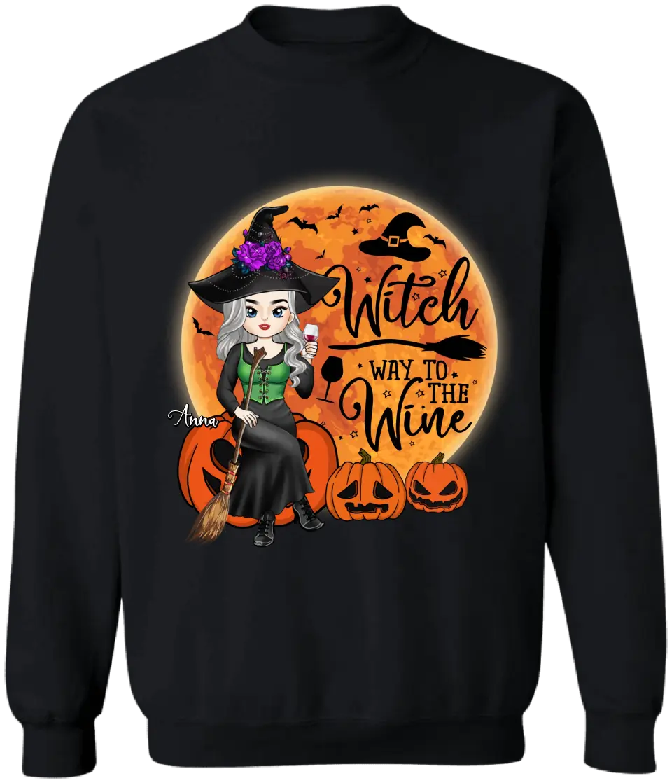 Witch Way To The Wine - Personalized T-Shirt, Halloween Gift Ideas