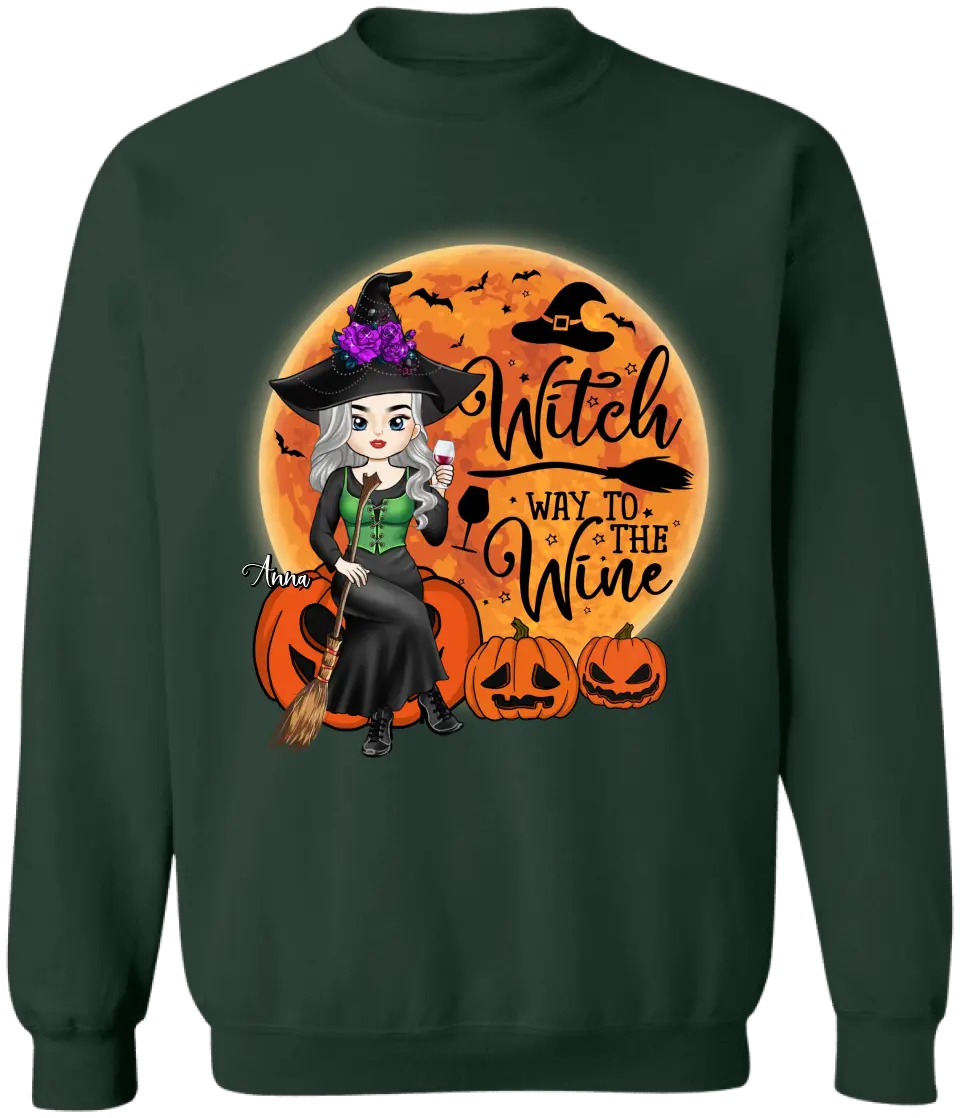 Witch Way To The Wine - Personalized T-Shirt, Halloween Gift Ideas