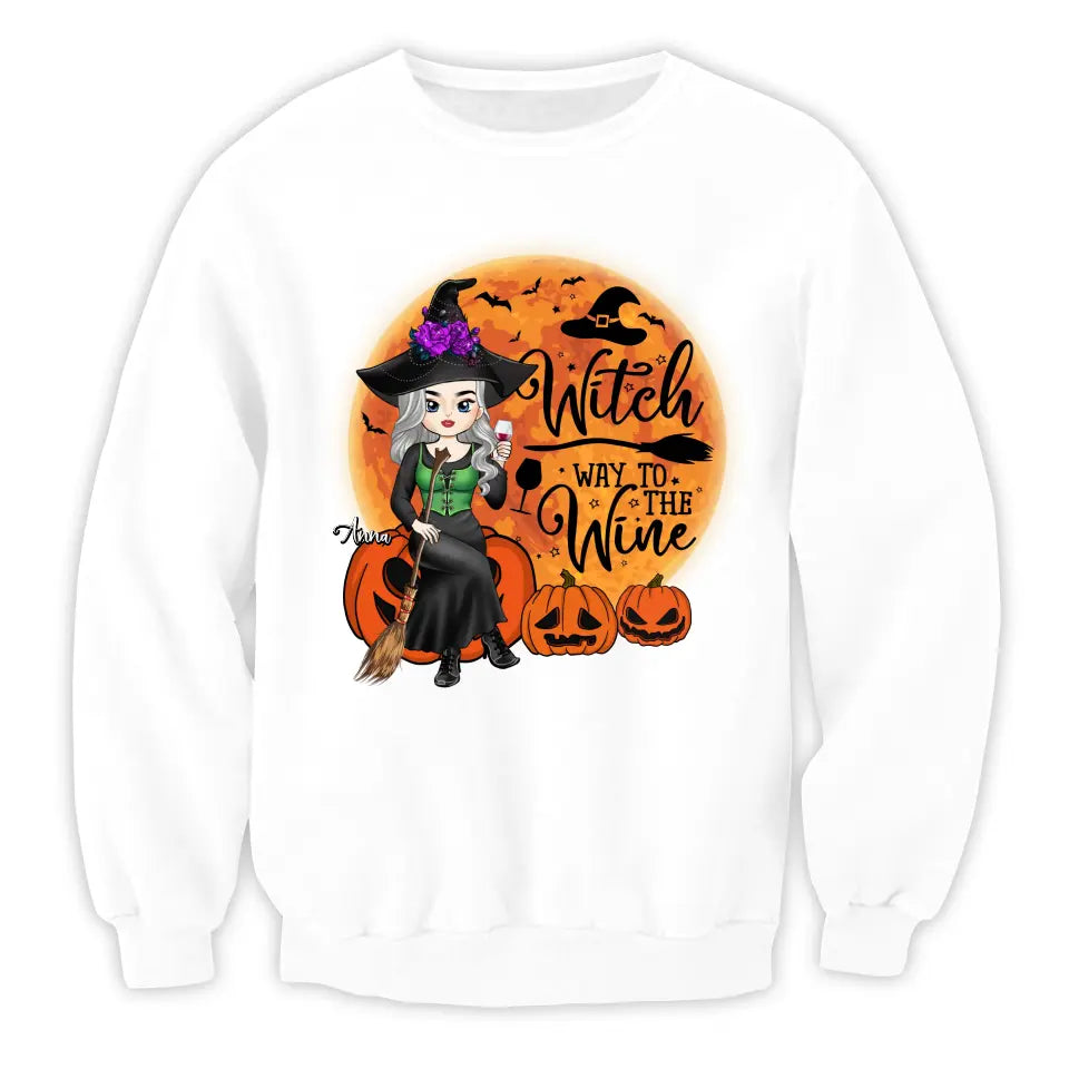 Witch Way To The Wine - Personalized T-Shirt, Halloween Gift Ideas