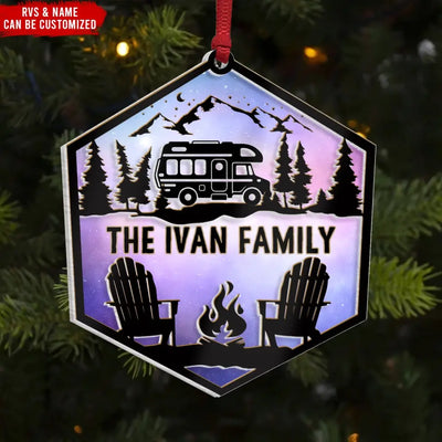 Mountain Suncatcher - Personalized Suncatcher Ornament, Gift For Camping Lover