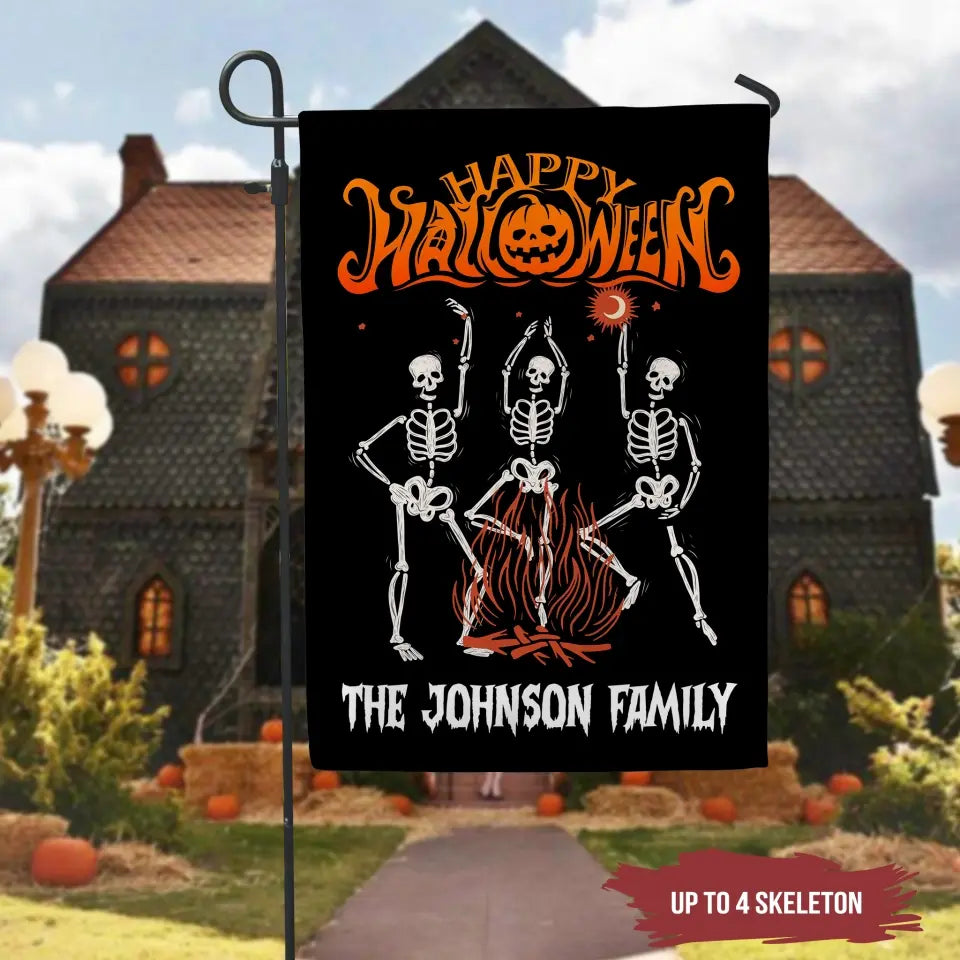 Dancing Skeletons - Personalized Garden Flag, Gift For Halloween