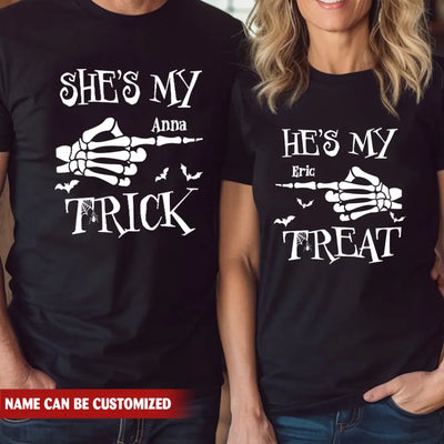 She's My Trick He's My Treat - Personalized T-Shirt, Gift For Halloween